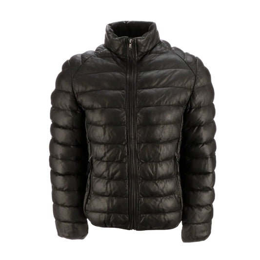 Men's Leather Puffer Jacket