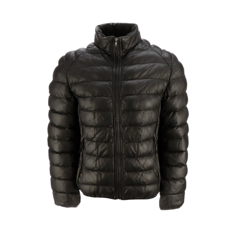 Men's Leather Puffer Jacket