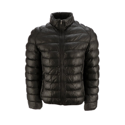 Men's Leather Puffer Jacket