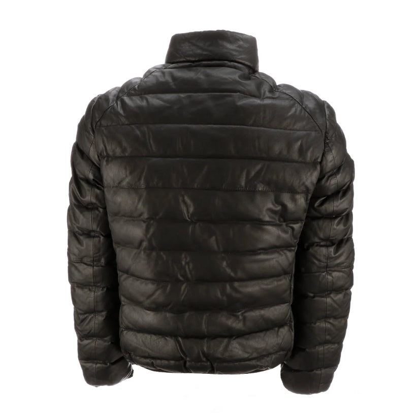 Men's Leather Puffer Jacket