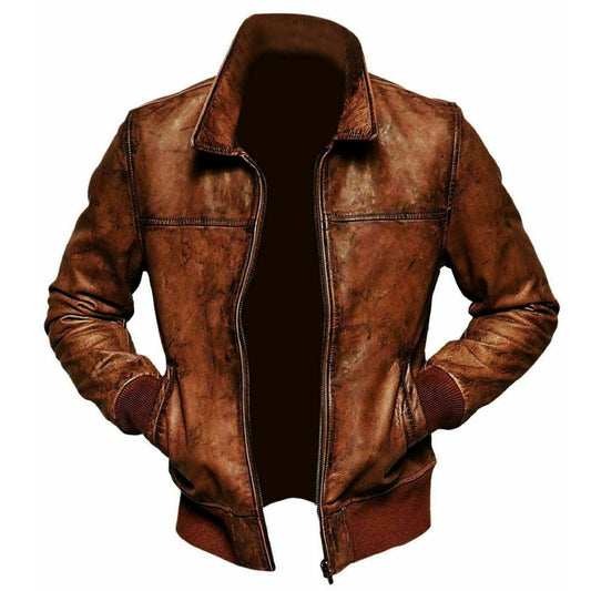 Men's Leather Real Lambskin Motorcycle Distressed Vintage Jacket