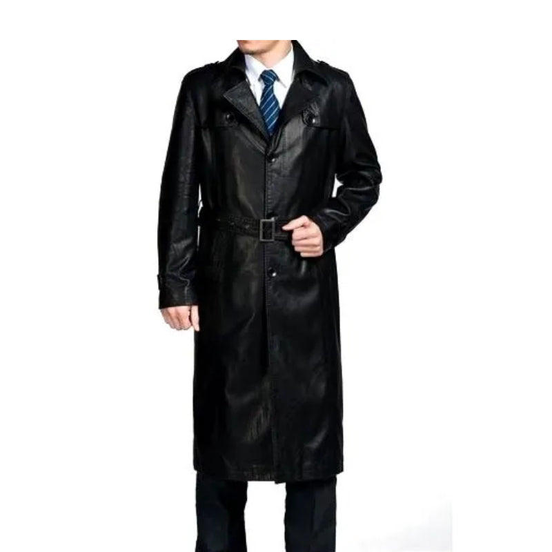 Men's Leather Trench Coat
