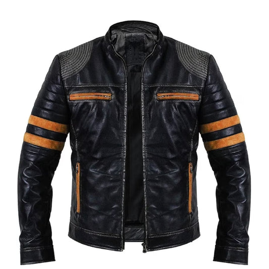 Men's Motorcycle High-Quality Black Leather Jacket