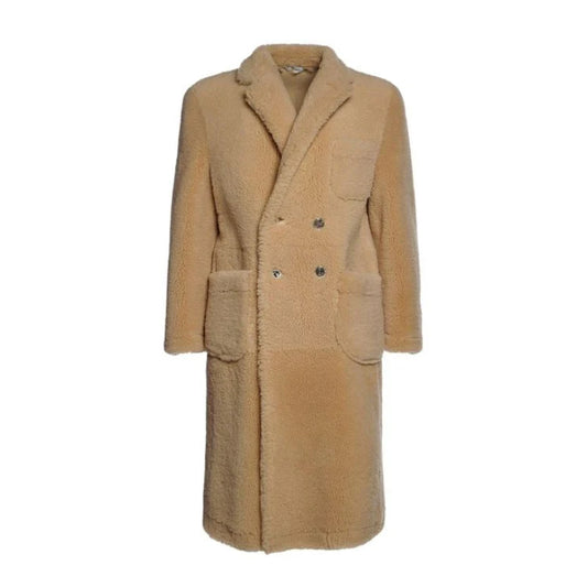 Men's Natural Shearling Patch Pocket Coat