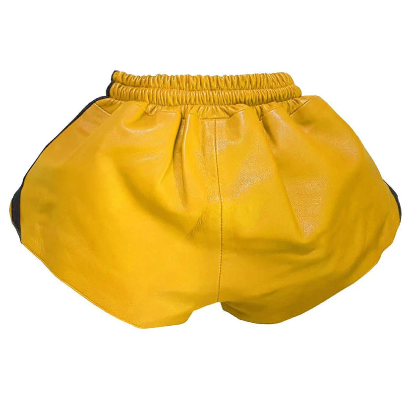 Men's Newstyle Leather Shorts in Yellow