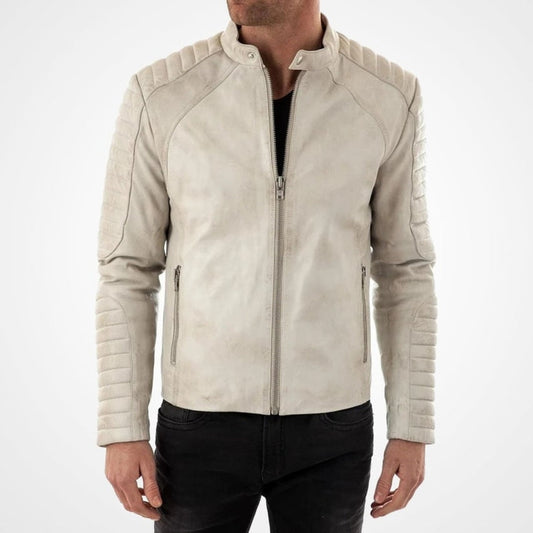 Men’s Off-White Leather Moto Jacket