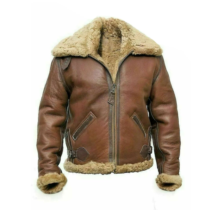 Men's Pilot Flying B3 Bomber Brown Leather Jacket