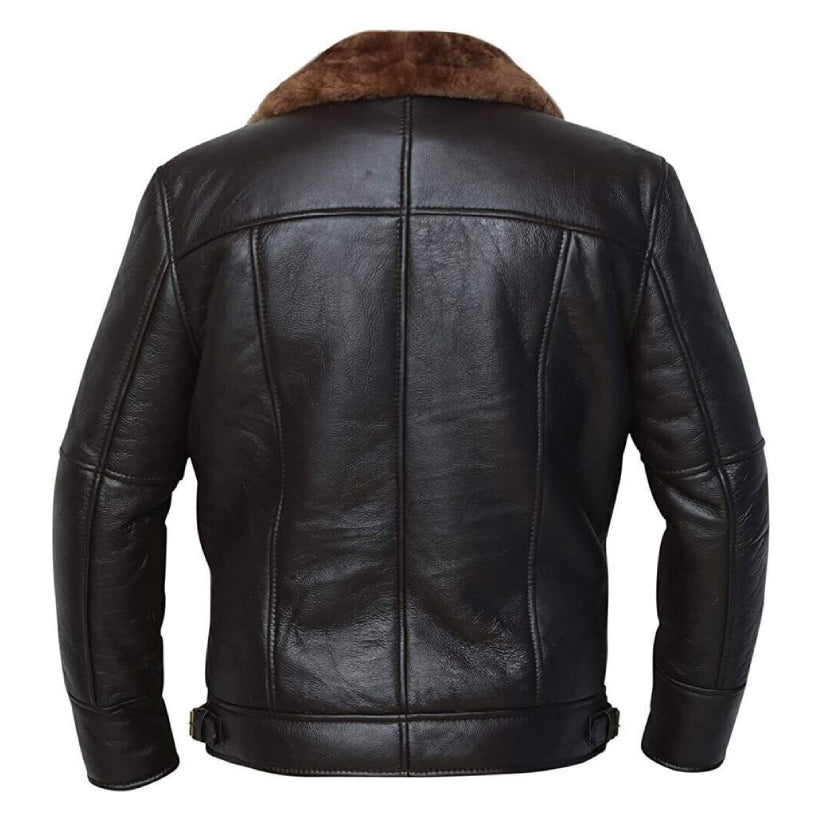 Men's RAF Aviator Real Bomber B3 Sheep Skin Pilot Flying Leather Jacket