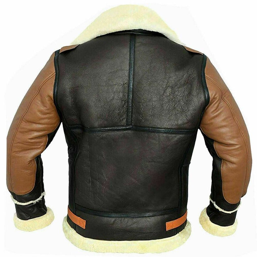 Men's RAF Bomber Aviator Real Shearling Flying Sheepskin Real Leather Jacket