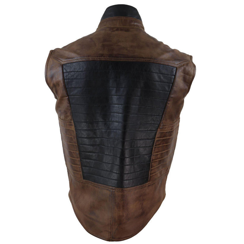 Men's Real Leather Waistcoat Gilet Japanese Vest