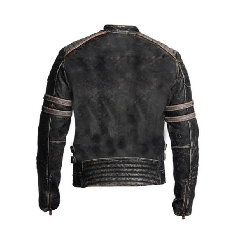 Men's Rugged Retro Black Distressed Moto Jacket