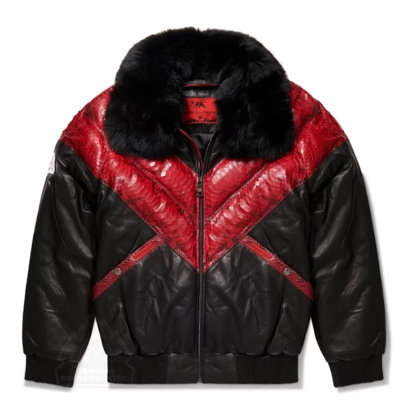 Men's V Bomber Lamb Skin Leather
