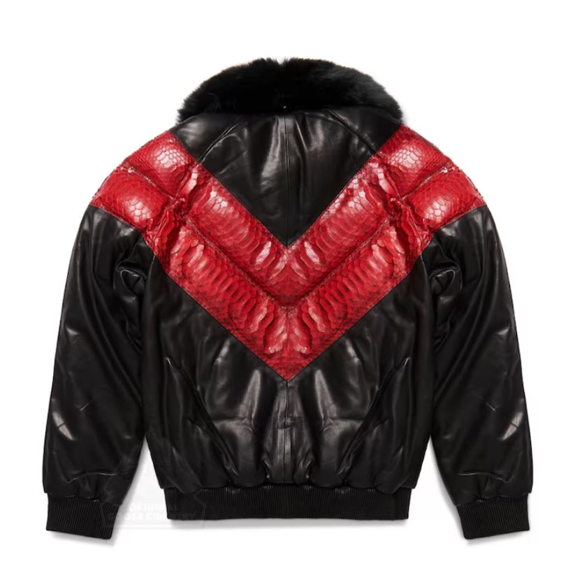 Men's V Bomber Lamb Skin Leather