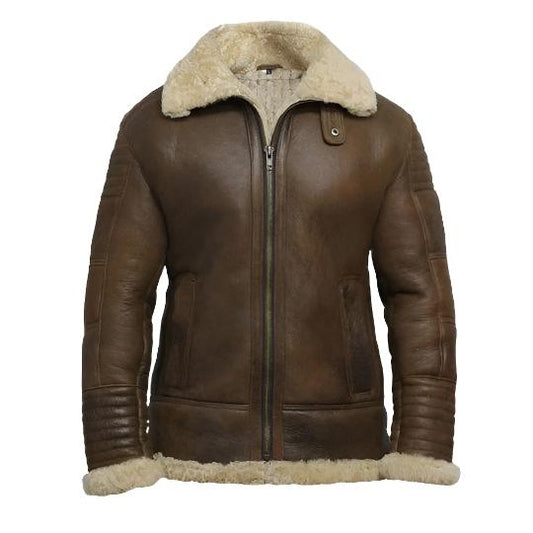 Men's Vintage Brown Sheepskin Aviator Jacket