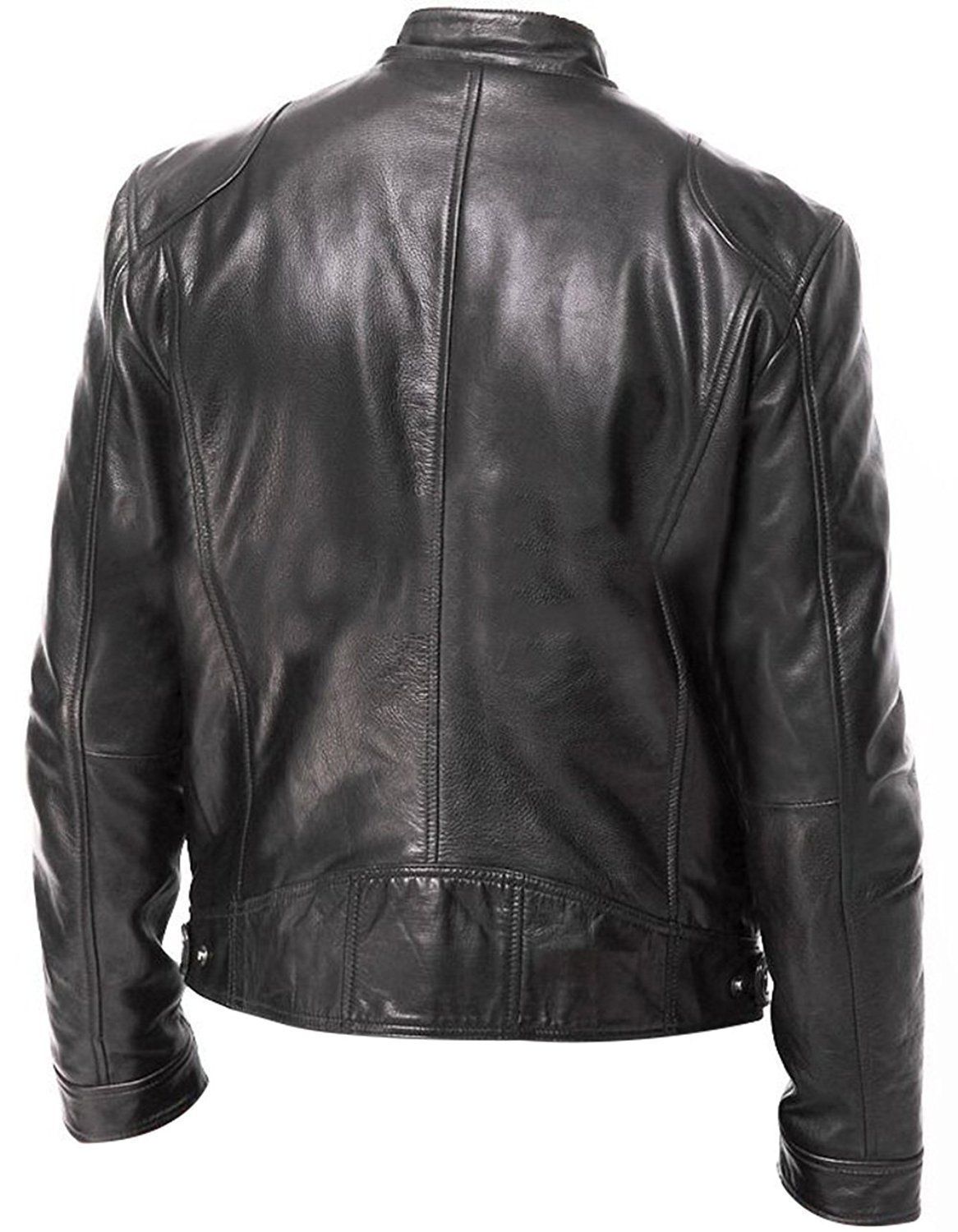 Men’s Vintage Cafe Racer Black Genuine Leather Slim Fit Biker Jacket