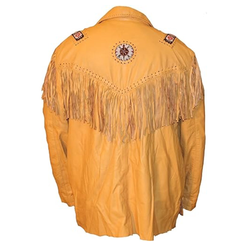 Men's Western Leather Jacket Fringeda
