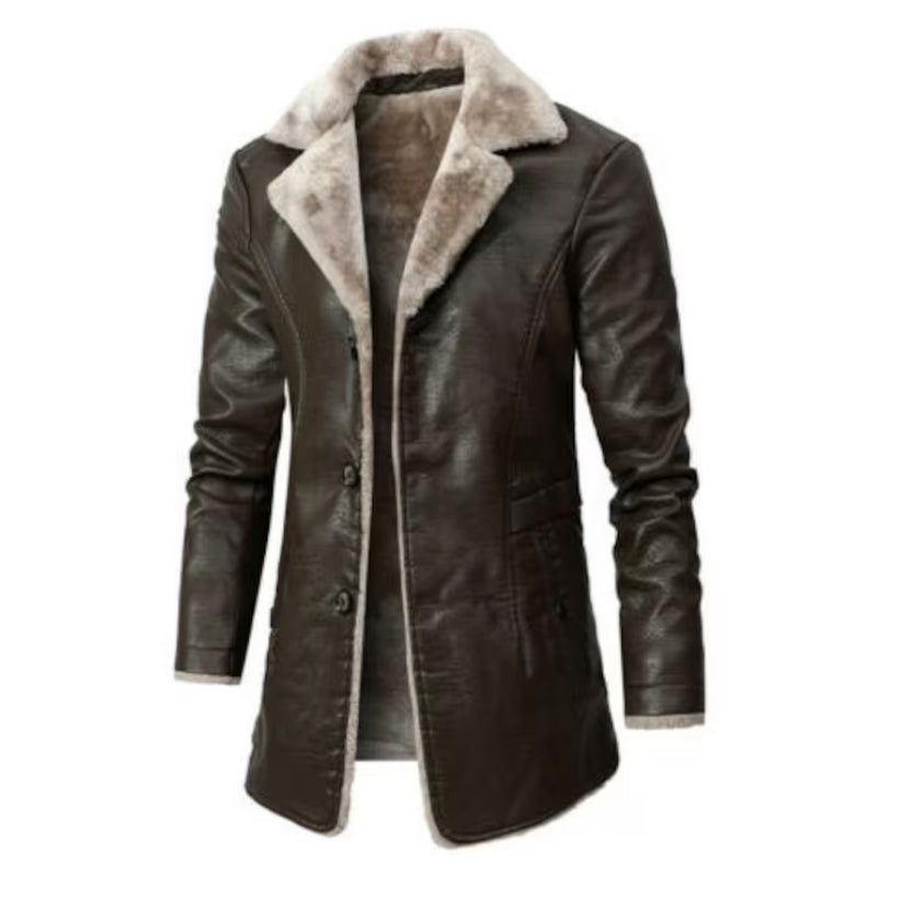 Men's aviator shearling sheepskin leather jacket Coat