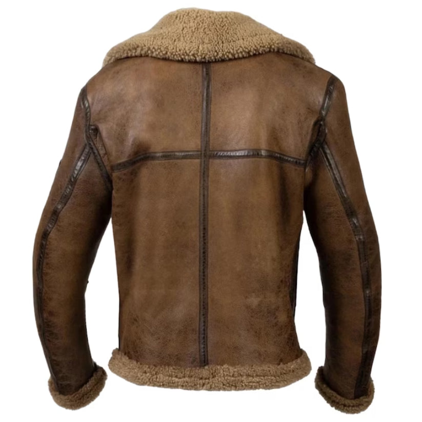 Mens B3 Bomber Biker Shearling Leather Jacket