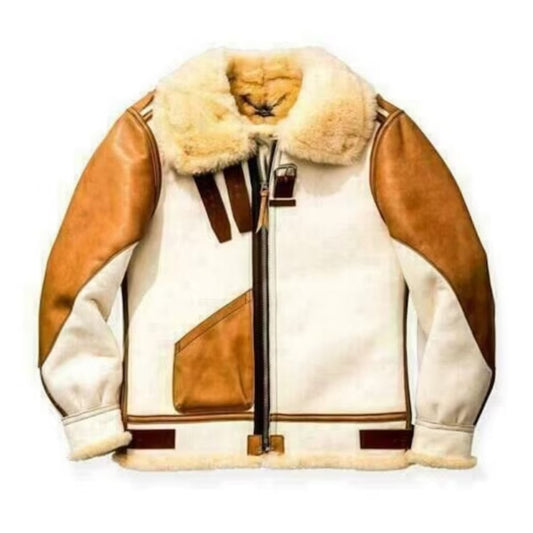 Mens B3 Bomber Real Shearling Fur Leather Jacket