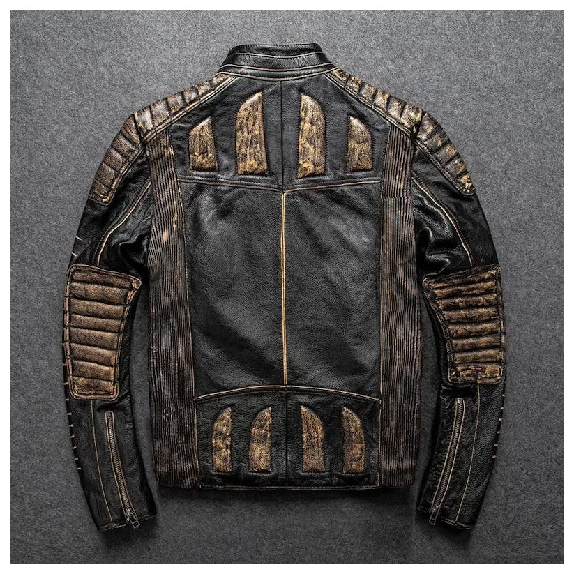 Mens Biker Black Leather Jacket