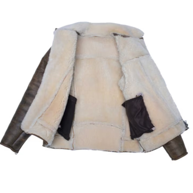 Mens Biker bomber Shearling Jacket