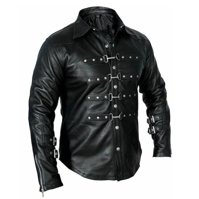 Mens Black Genuine Leather Shirt