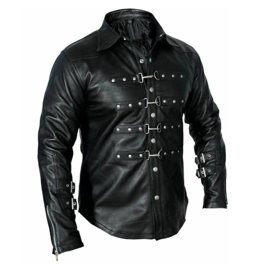 Mens Black Genuine Leather Shirt