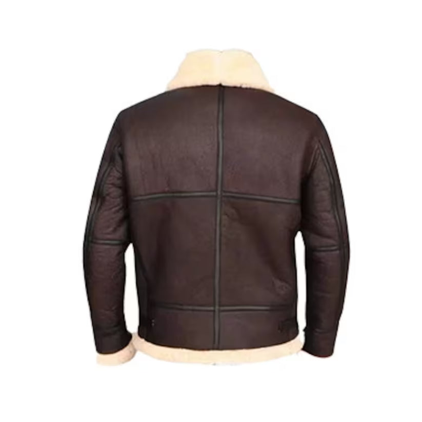 Mens Bomber B3 Aviator Sheepskin Shearling Leather Jacket