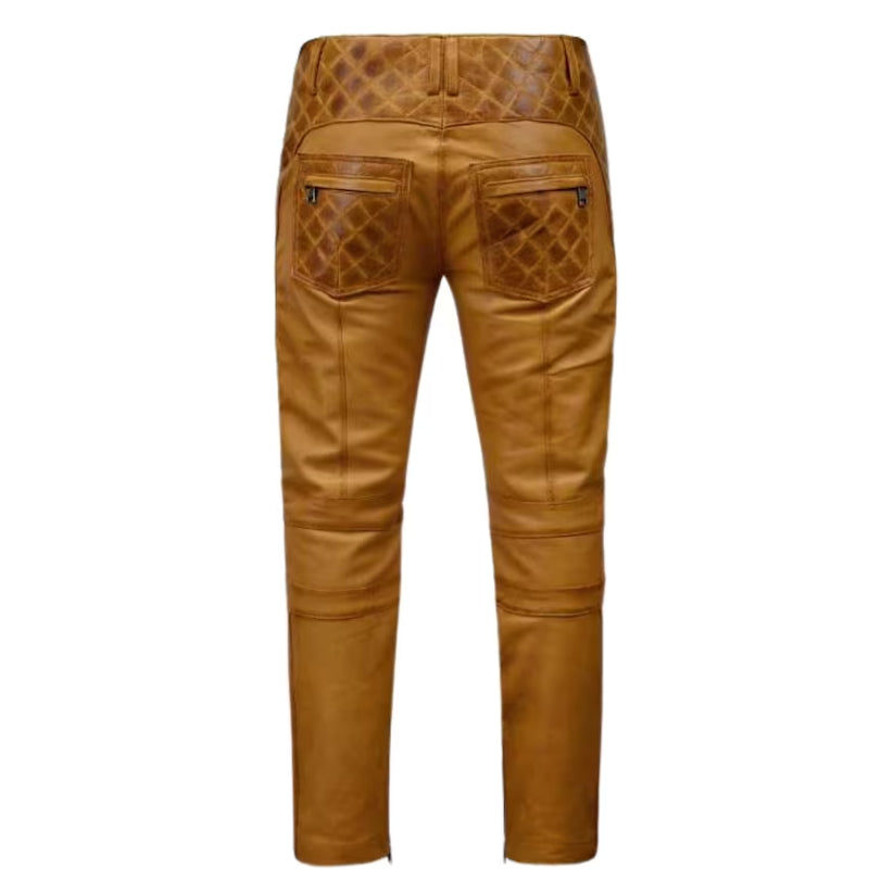 Mens Brown Genuine Leather Pant
