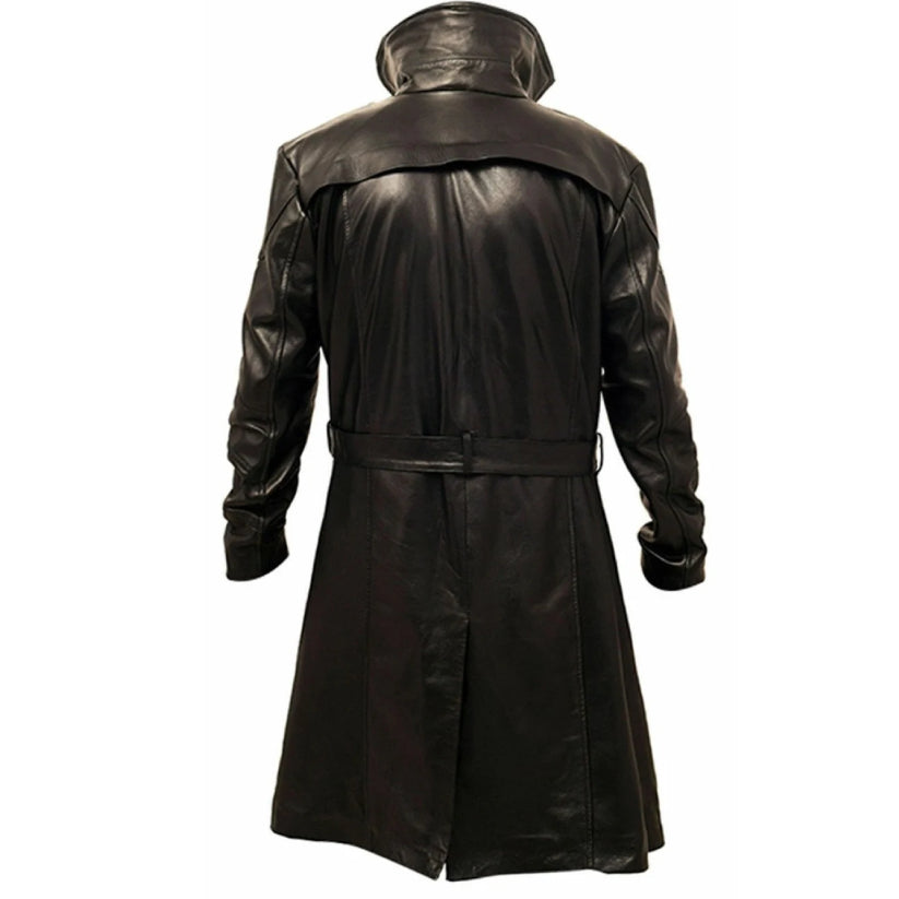 Mens Brown Leather Trench Coat