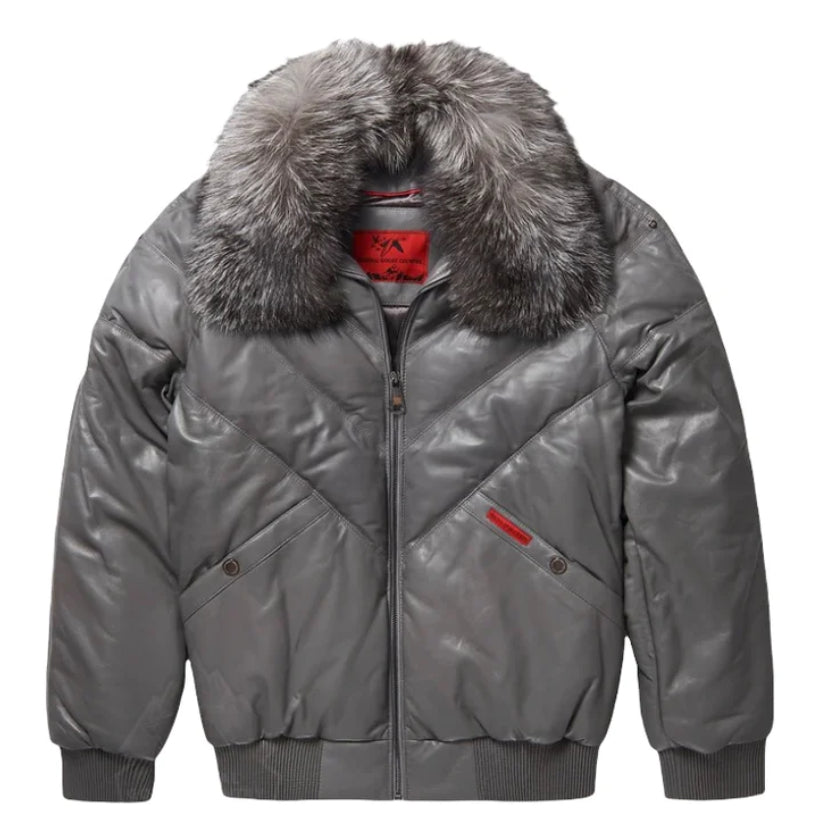 Mens Classic V-Bomber Jacket Grey