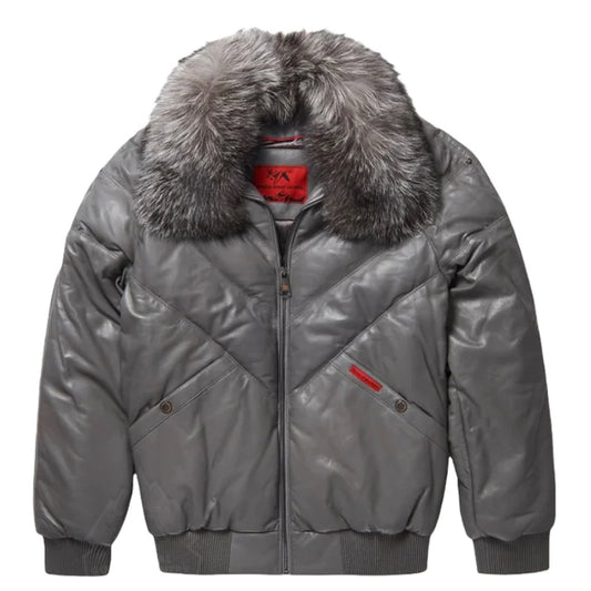 Mens Classic V-Bomber Jacket Grey
