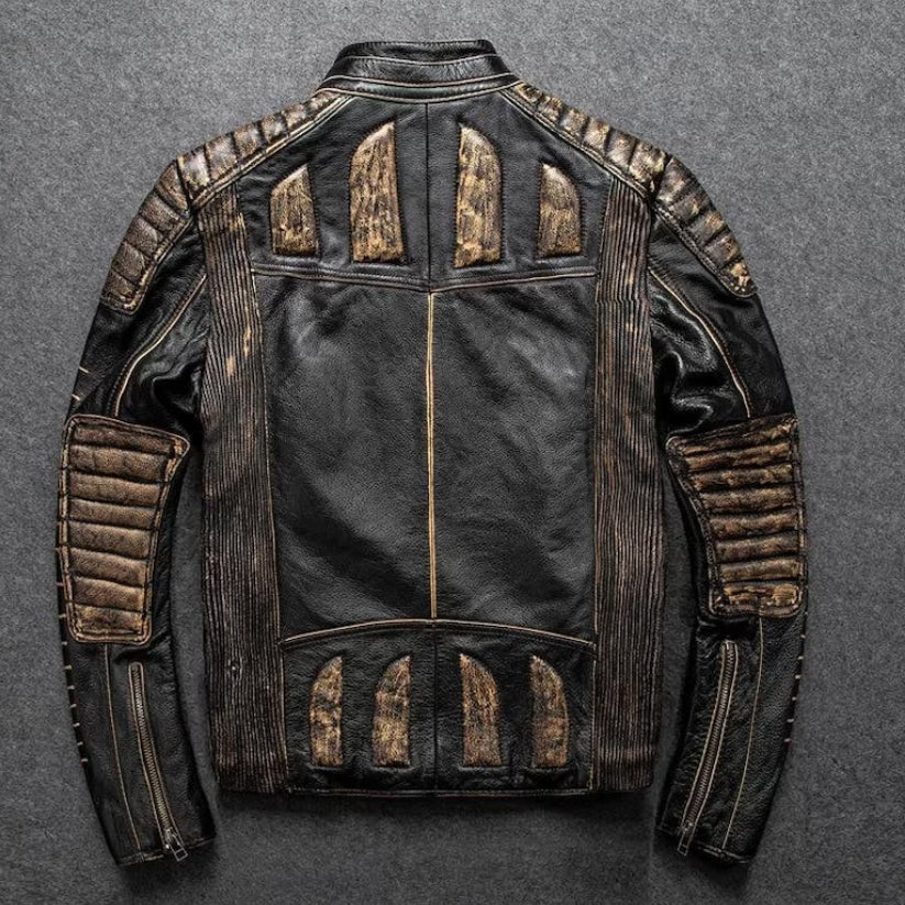 Mens Distressed Black Leather Jacket