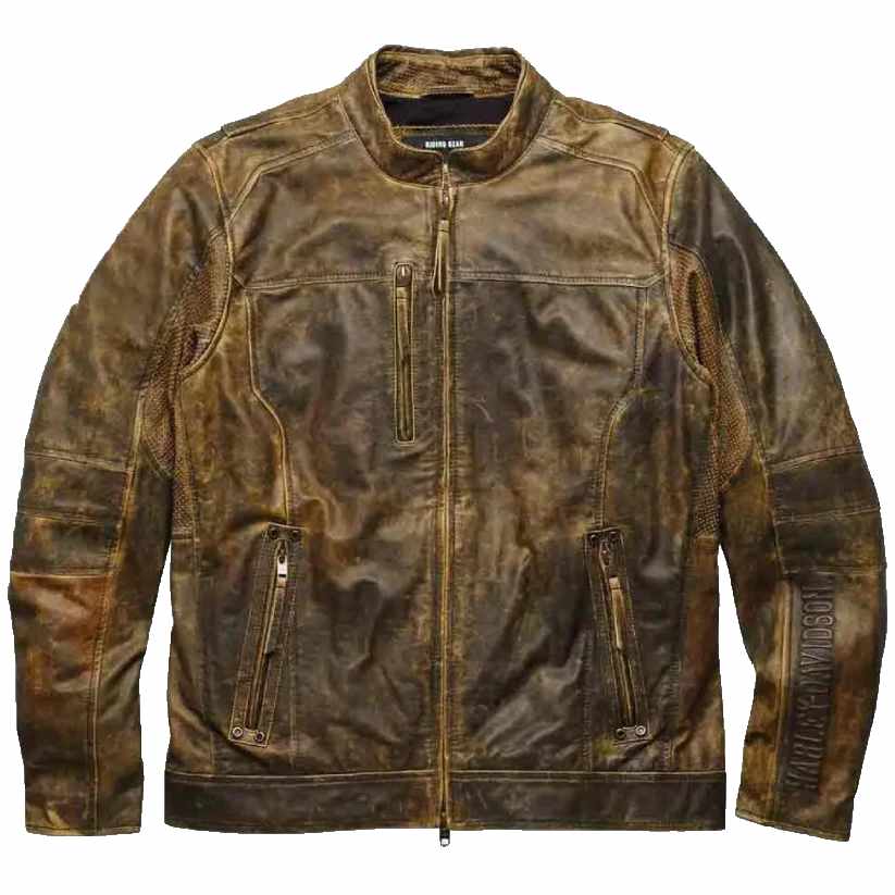 Mens Distressed Brown Biker Vintage Leather Jacket