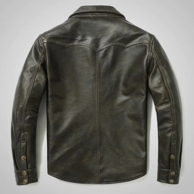 Mens Full Sleeves Leather Shirt
