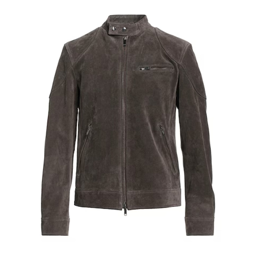 Mens Handmade Biker Suede Leather Jacket