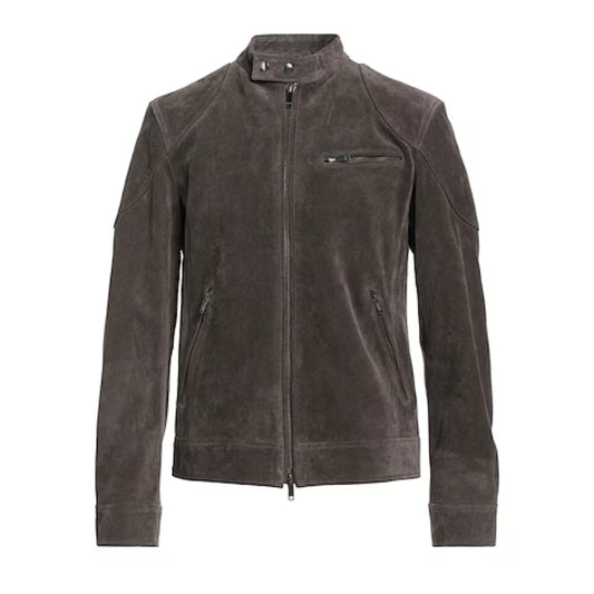 Mens Handmade Biker Suede Leather Jacket
