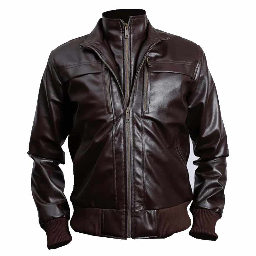 Mens Heavy Brown Leather Jacket