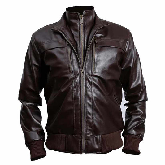Mens Heavy Brown Leather Jacket