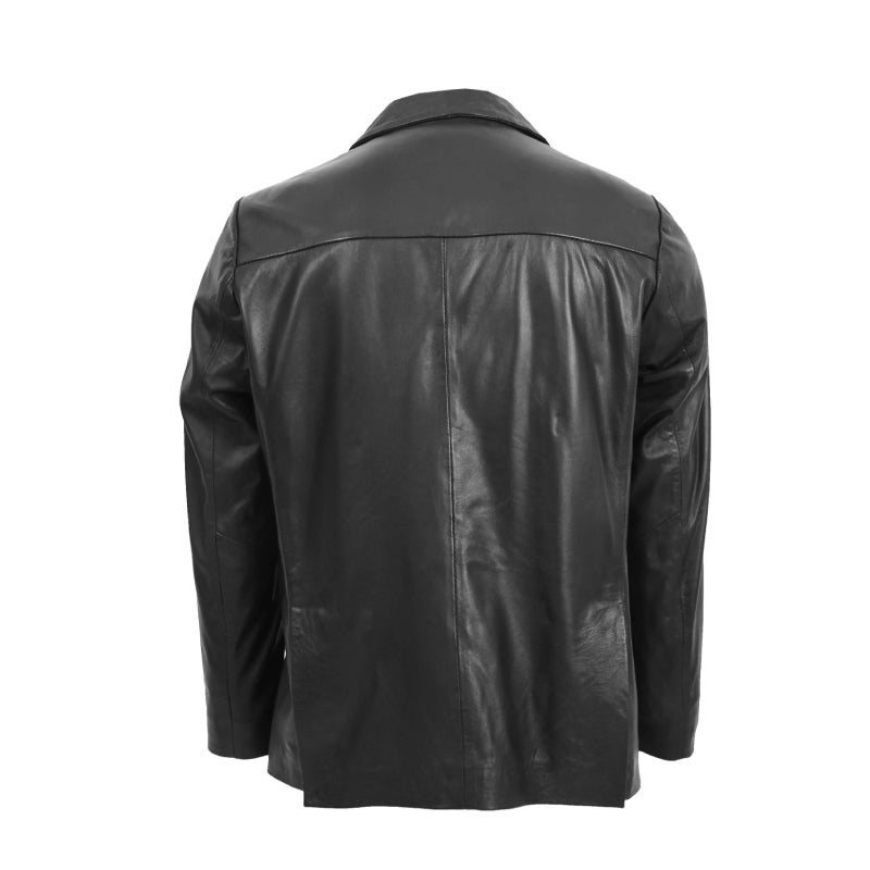 Mens Leather Blazer Two Button Jacket