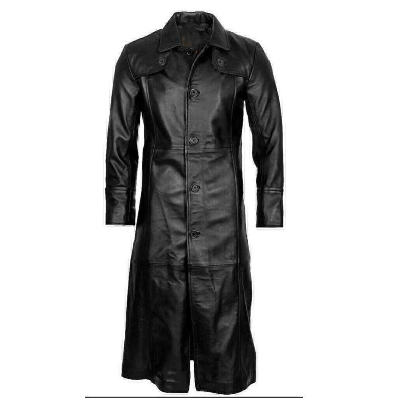 Mens Leather Trench Coat Long