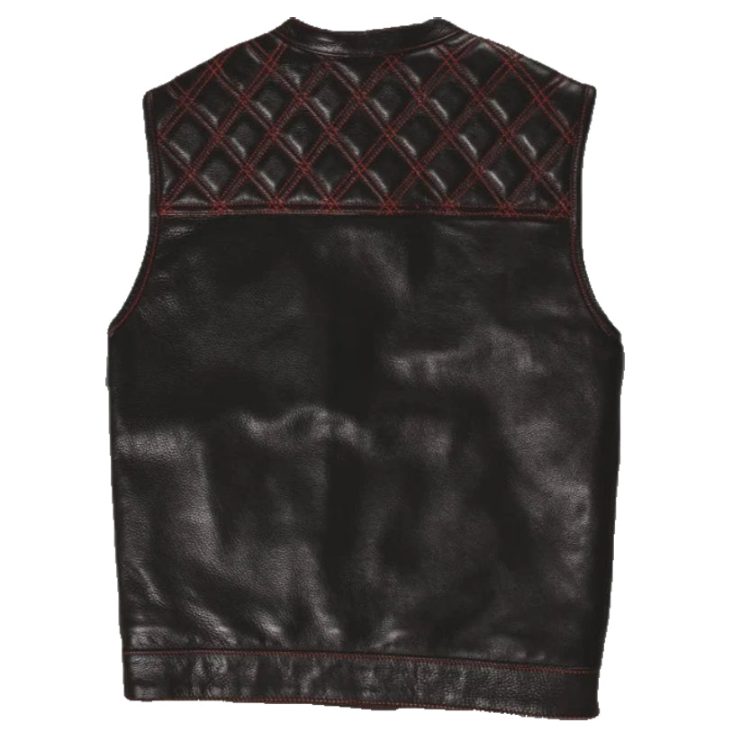 Mens Leather Vest Diamond Quilted Red Colour Vest