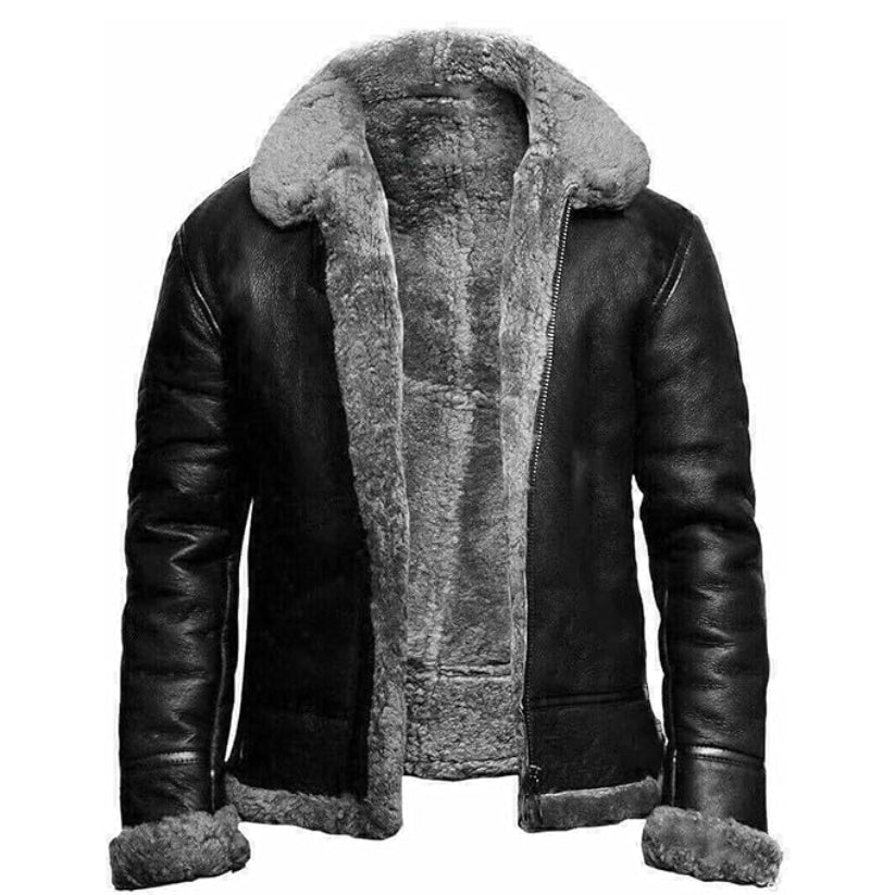Mens Real Black Sheepskin Jacket