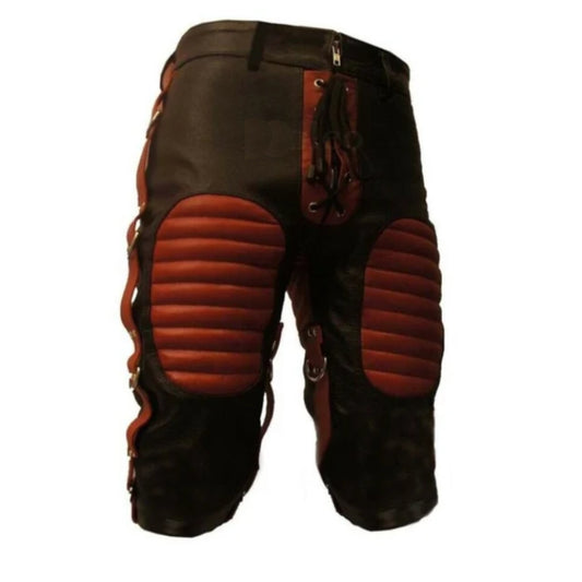 Mens Real Leather Cycling Casual Wear Summer Shorts