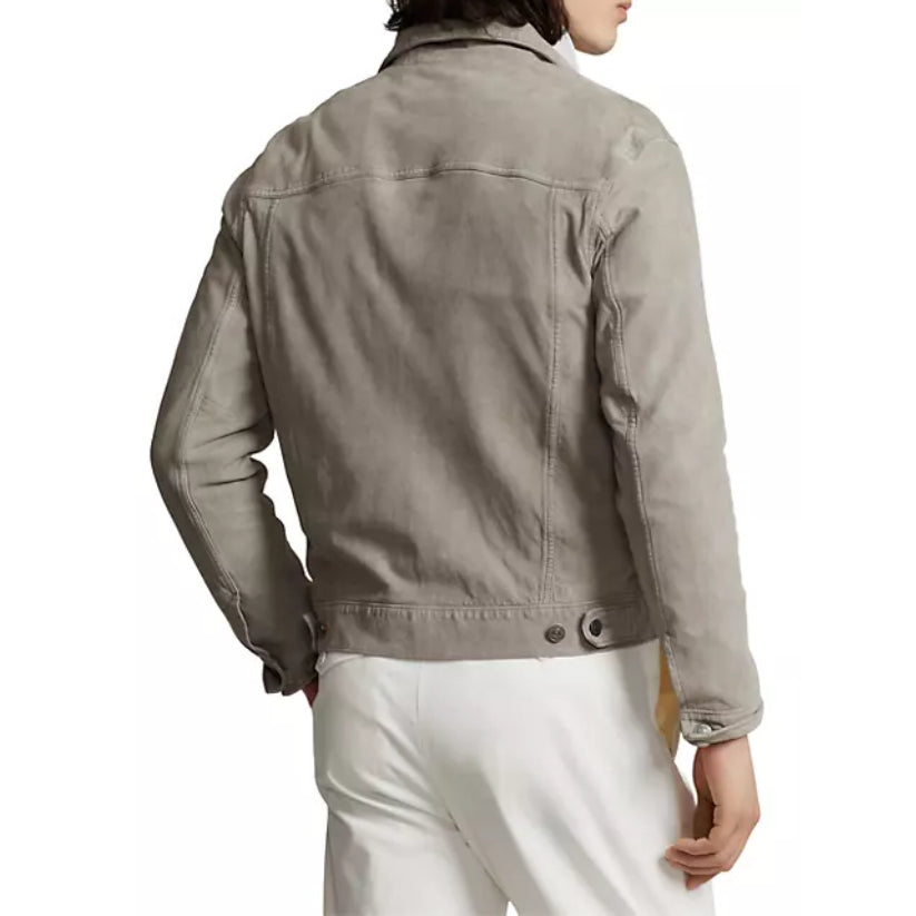 Mens Suede Leather Jacket Grey Fog