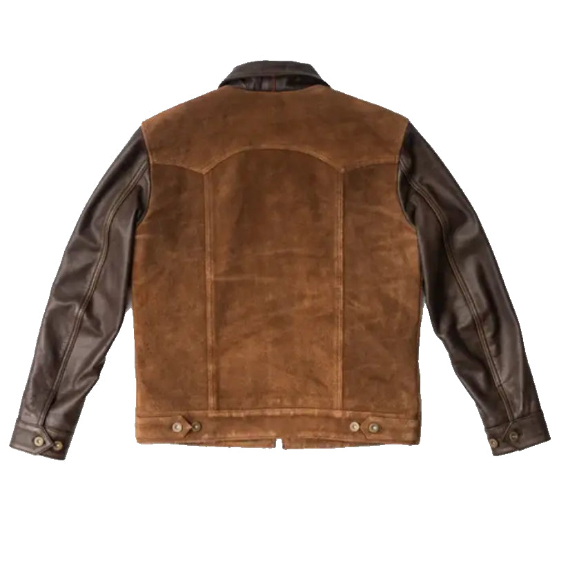 Mens Suede Leather Trucker Jacket