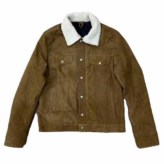 Mens Trucker Weatern Style Suede Leather Jacket