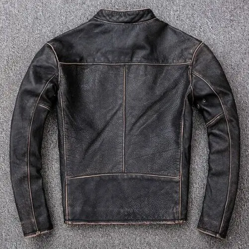 Mens Vintage Black Leather Motorcycle Jacket