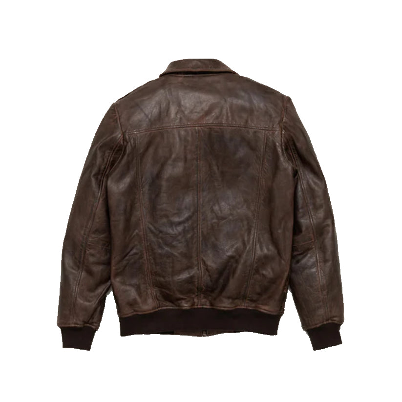Mens Vintage Brown Leather Bomber Jacket