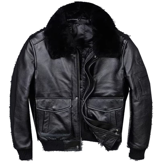 Mens Vintage Navy Air force Flight Bomber Leather Jacket